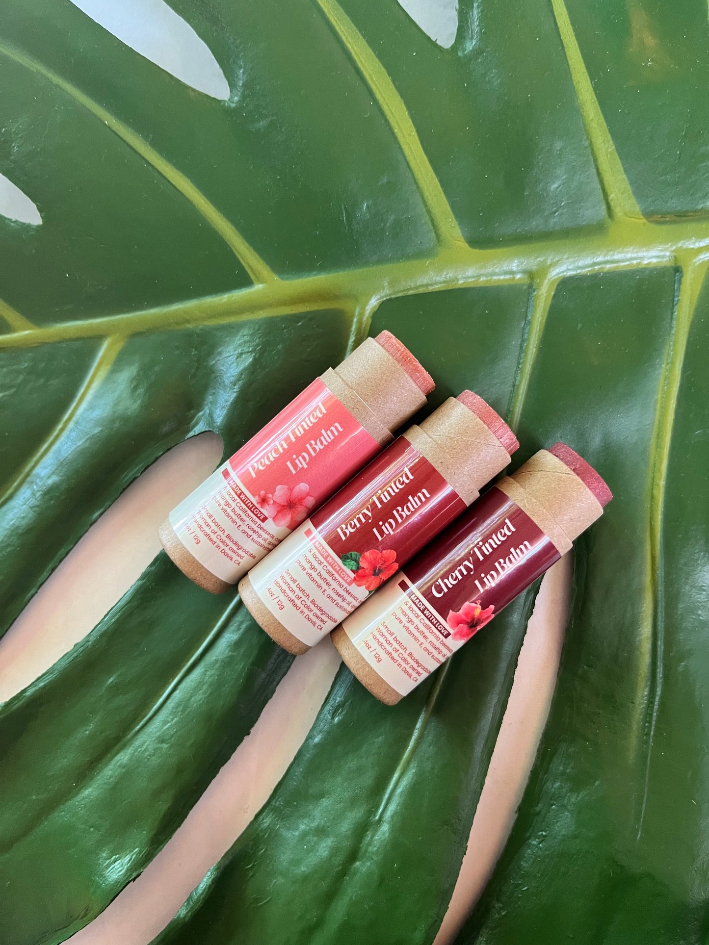 Tinted BB Lip Balm Trio Gift Set – Peach, Berry, Cherry by loveBB. Multi-use balm for lips, cheeks, and eyes.