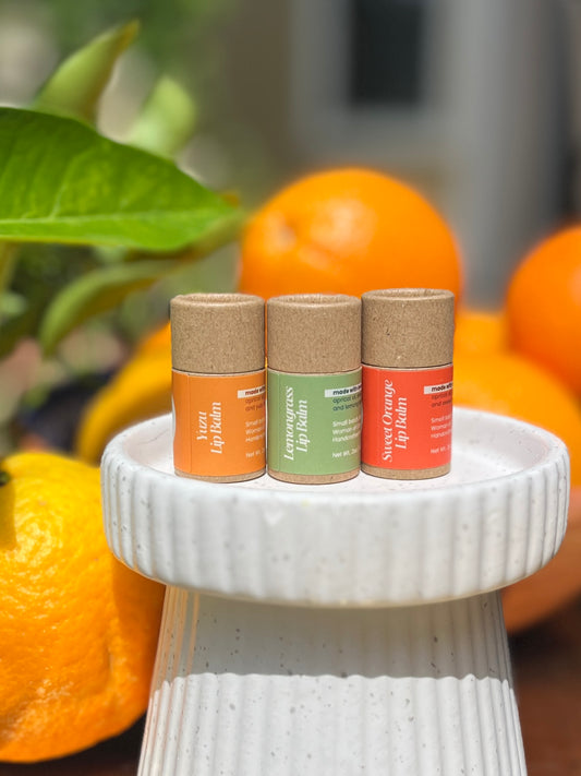 Citrus Lip Balm Trio | Lemongrass, Yuzu & Sweet Orange | loveBB